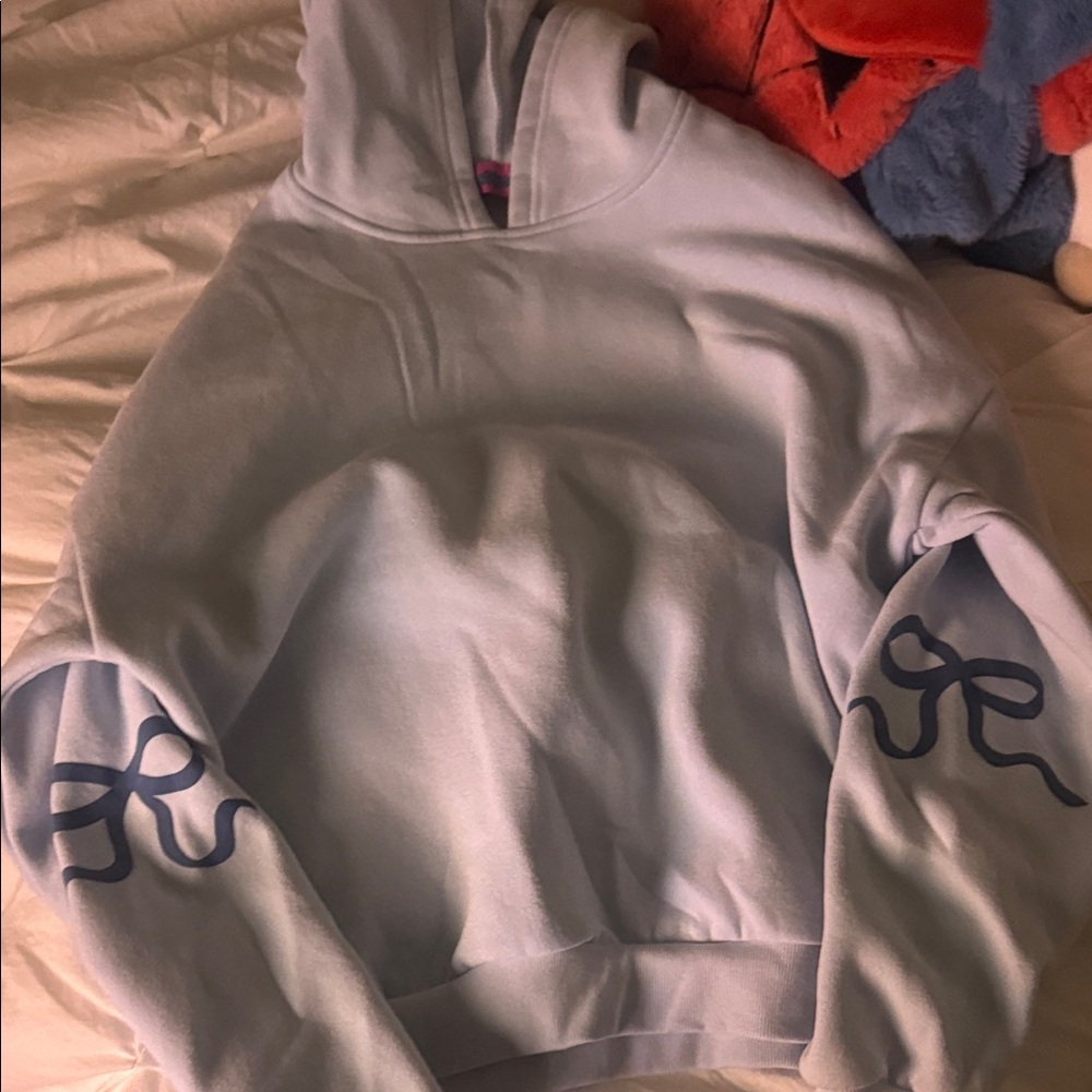 edikted trendy blue bow hoodie size xs perf condition